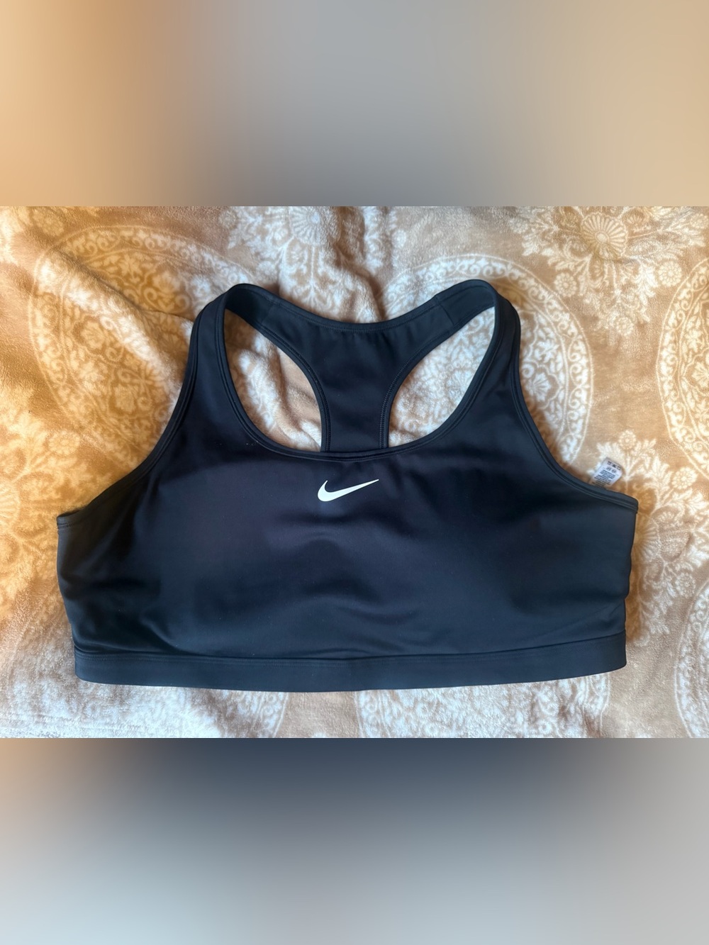 Nike Black Racerback Sports Bra with White Swoosh